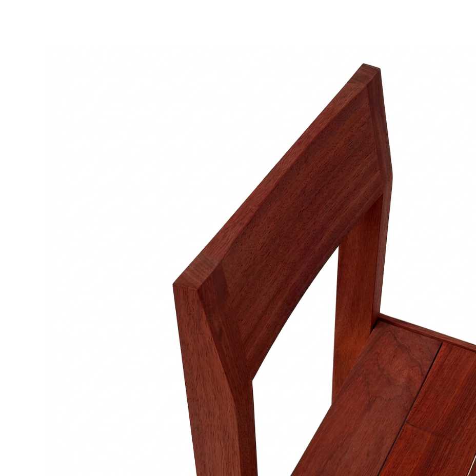 Trapezium Chair in padauk, backrest construction detail