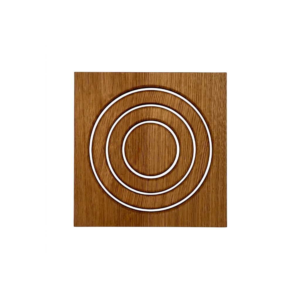 Round Trivet in oak, top view