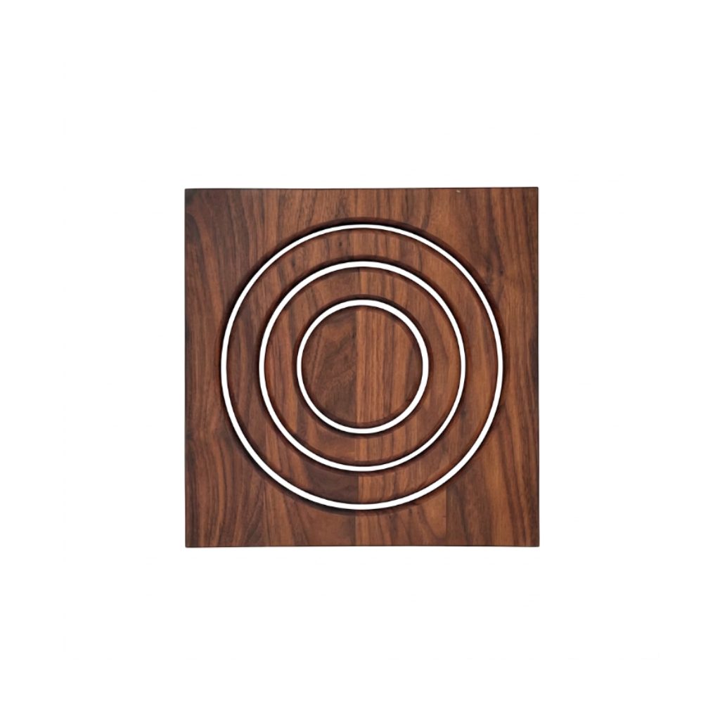 Round Trivet in walnut, top view