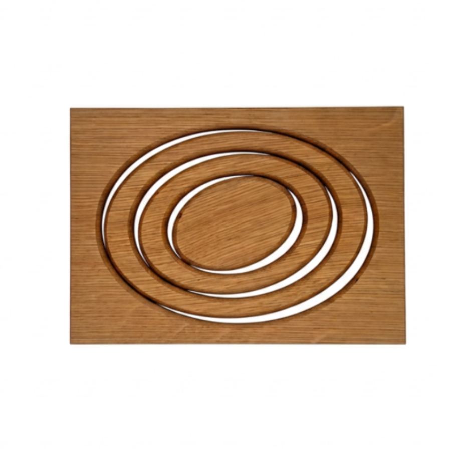 Oval Trivet in oak, top view