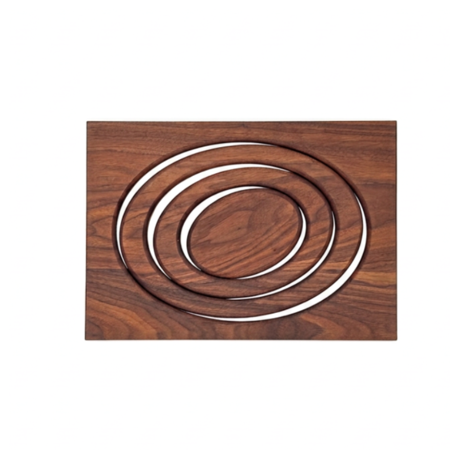 Oval Trivet in walnut, top view