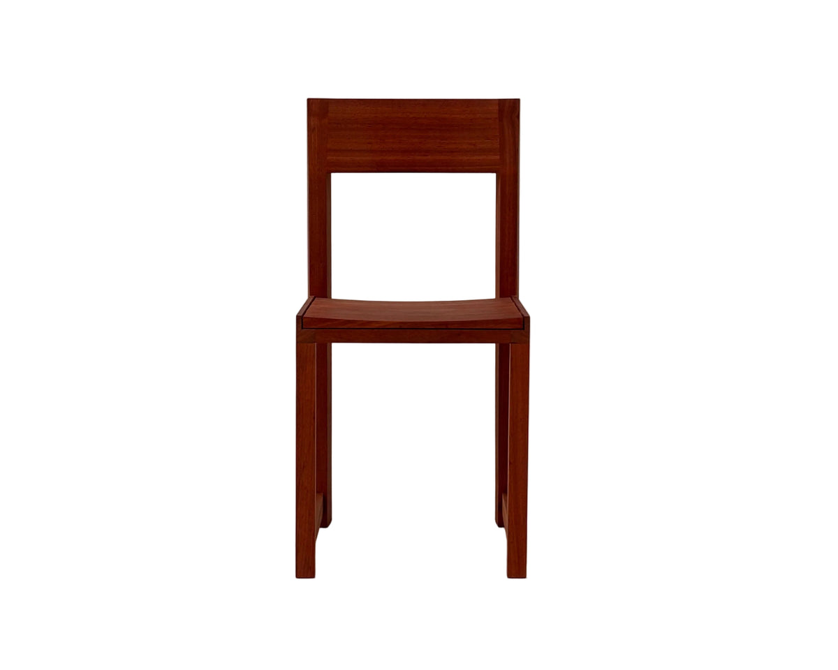 Trapezium Chair in padauk, front view